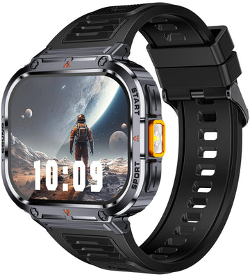 Big Screen Smart Watch for Men, 2.0'' HD Military Smartwatch with LED Flashlight 5ATM Waterproof Rugged Tactical Fitness Tracker (Answer/Make Calls)